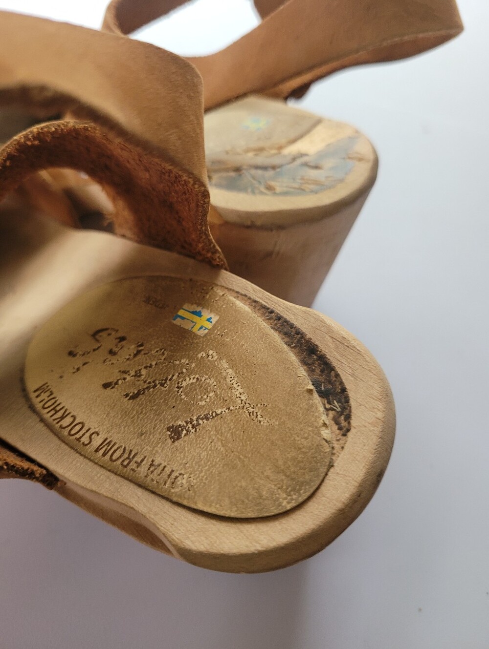 Lotta's 38/7.5 Women's Tan Leather Slingback Clog Sandals - Picture 7 of 10